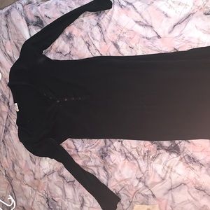 Long Sleeve Black Cotton Dress